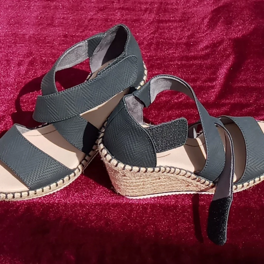 Dr Scholls "Vacay" Strappy Jute Wedge Size 8 Black - Picture 4 of 10
